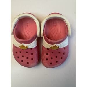 Crocs Kids C5 Pink Princess Aurora Clogs Toddler Slip On Shoes